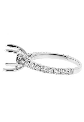 Semi Mount Engagement Ring with Diamonds in 18k White Gold