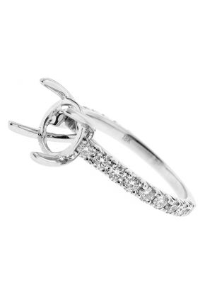 Semi Mount Engagement Ring with Diamonds in 18k White Gold