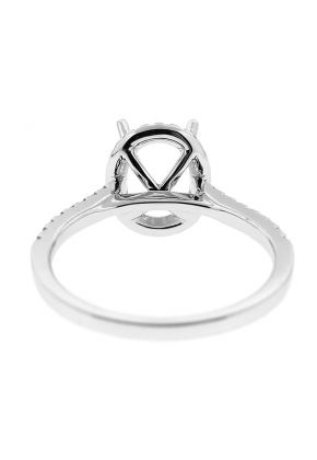 Semi Mount Oval Halo Engagement Ring with Diamonds in 18k White Gold