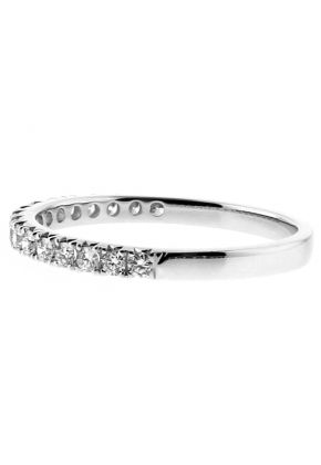 2mm Wide, 17 Stone Ladies Diamond Wedding Band Ring in 18kt White Gold