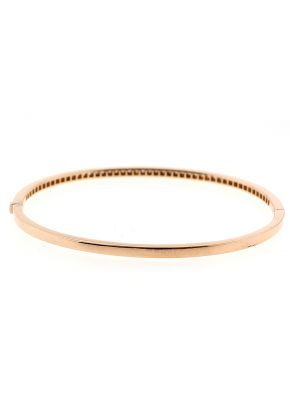Bangle with Preset Single Row of Diamonds in 18k Rose Gold