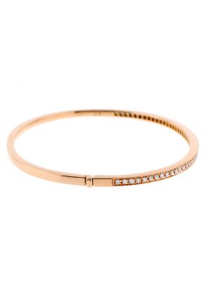 Bangle with Preset Single Row of Diamonds in 18k Rose Gold