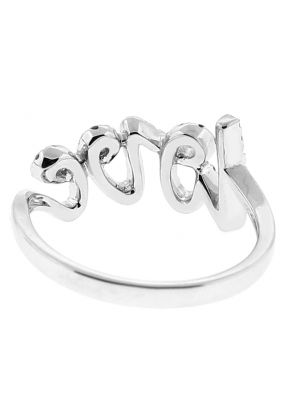 "Love" Ring with Diamonds in 18k White Gold