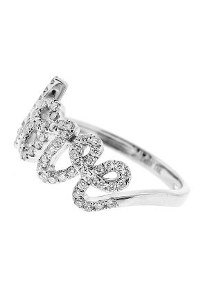 "Love" Ring with Diamonds in 18k White Gold