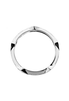 Milgrain Engraved Eternity Band with Diamond Shaped Design of Diamonds in 18k White Gold