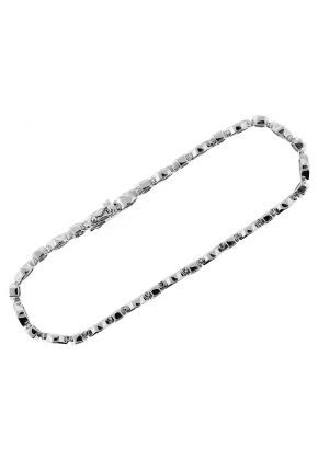 Ladies Milgrain Engraved Tennis Bracelet with Diamonds in 18k White Gold