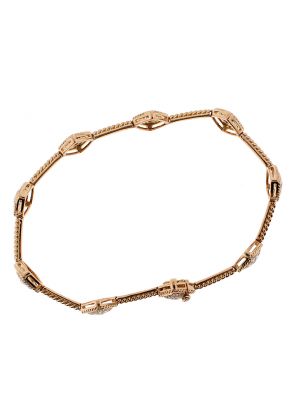 Ladies Diamond Tennis Bracelet with Rope Design in 18k Rose Gold