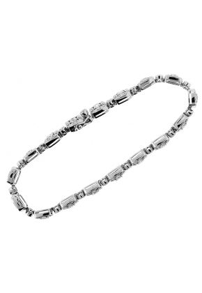 Ladies Milgrain Engraved Bracelet with Bezel Set Diamonds in 18k White Gold