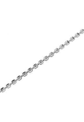 Ladies Milgrain Engraved Bracelet with Bezel Set Diamonds in 18k White Gold