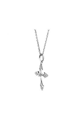 Cross Pendant with Diamonds in 18k White Gold