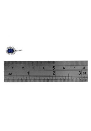 Oval Sapphire Pendant Halo of Diamonds and Interlocking Chain Design in 18k White Gold