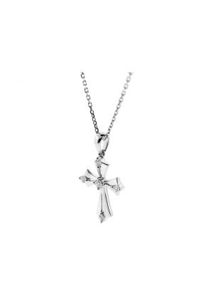 Cross Pendant with Diamonds in 18k White Gold