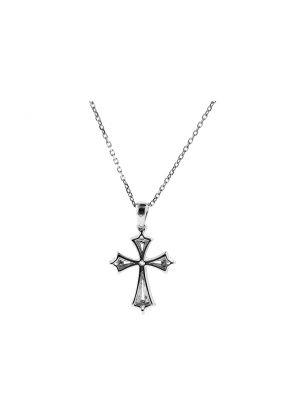 Cross Pendant with Diamonds in 18k White Gold