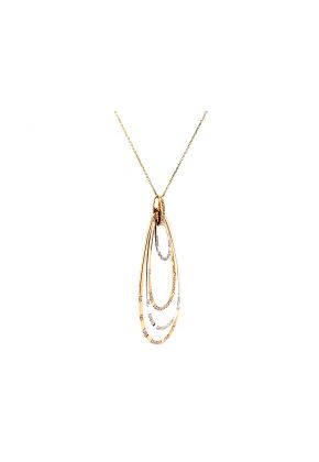 Two Tone Dangling Drop Pendant with Diamonds in 18k Yellow and White Gold