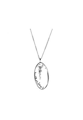 Oval Pendant with Scattered Diamonds in 18k White Gold