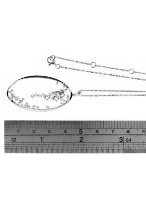 Oval Pendant with Scattered Diamonds in 18k White Gold
