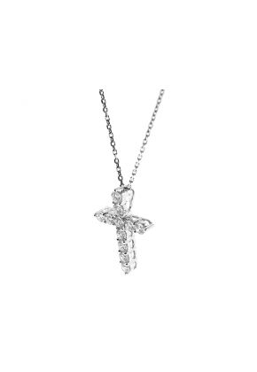 Cross Pendant with Diamonds in 18k White Gold