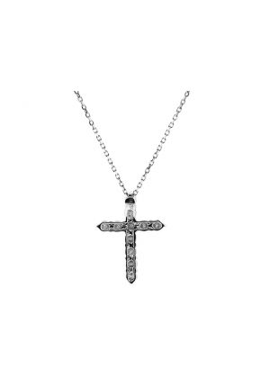 Cross Pendant with Diamonds in 18k White Gold
