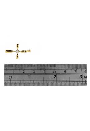 Solitaire Cross Pendant with Bezel Set Diamond in 18k Yellow Gold
