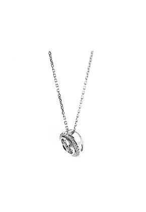 Semi Mount Round Solitaire Pendant with Halo of Diamonds in 18k White Gold