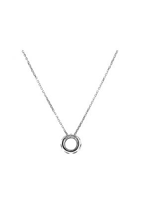 Semi Mount Round Solitaire Pendant with Halo of Diamonds in 18k White Gold