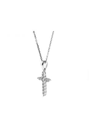 Cross Pendant with Diamonds in 18k White Gold