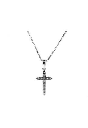 Cross Pendant with Diamonds in 18k White Gold