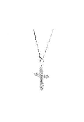 Cross Pendant with Diamonds in 18k White Gold
