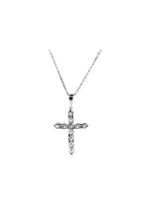 Cross Pendant with Diamonds in 18k White Gold