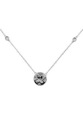 Round Cluster Necklace with Diamonds in 18k White Gold