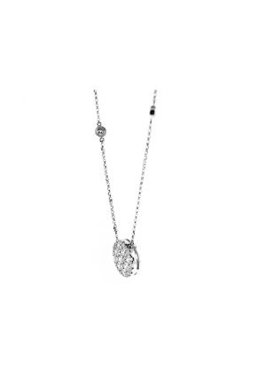 Round Cluster Necklace with Diamonds in 18k White Gold