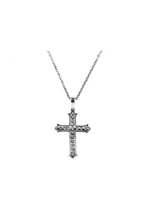 Cross Pendant with Preset Diamonds in 18k White Gold