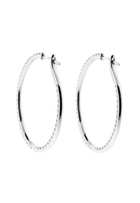 Inside Out Hoop Earrings with Diamonds in 18k White Gold