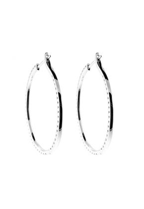 Inside Out Hoop Earrings with Diamonds in 18k White Gold