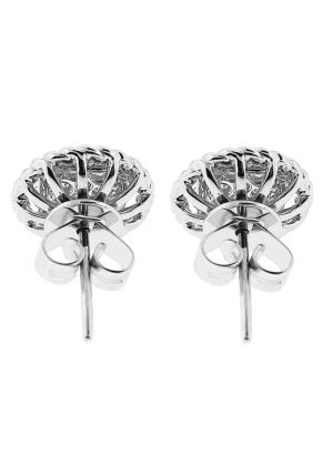 Cluster Stud Earrings with Rope Design and Diamonds in 18k White Gold