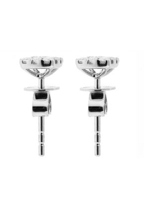 Square Cluster Stud Earrings with Diamonds in 18k White Gold