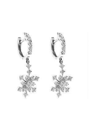 Half Hoop Fancy Dangling Earrings with Diamonds in 18k White Gold