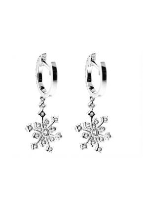 Half Hoop Fancy Dangling Earrings with Diamonds in 18k White Gold