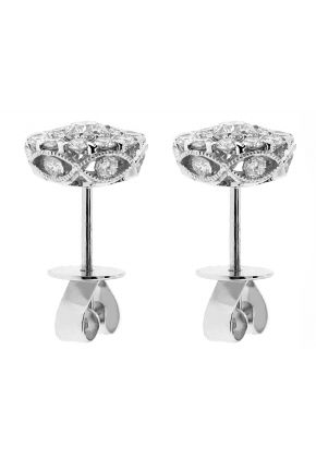 Round Stud Earrings with Side Profile Design of Channel Set Diamonds in 18k White Gold