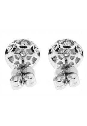 Round Stud Earrings with Side Profile Design of Channel Set Diamonds in 18k White Gold