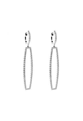 Dangling Half Hoop Earrings with Diamonds in 18k White Gold