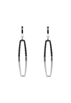Dangling Half Hoop Earrings with Diamonds in 18k White Gold