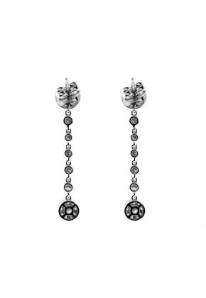 Long Stiletto Dangling Earrings with Bezel Set Diamonds in 18k White Gold