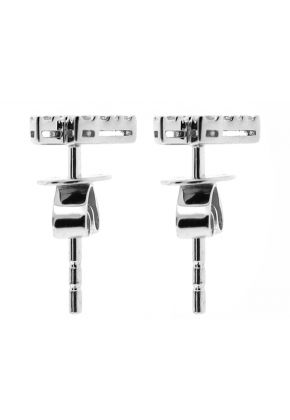 Cross Stud Earrings with Diamonds in 18k White Gold