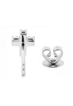 Cross Stud Earrings with Diamonds in 18k White Gold