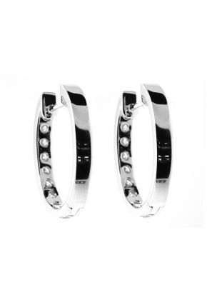 Hoop Earrings with Diamonds in 18k White Gold