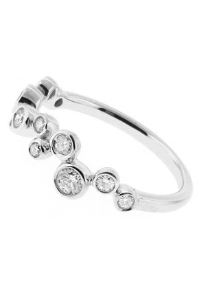 Abstract Ladies Fashion Ring with Modern Design of Bezel Set Diamonds in 18k White Gold