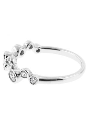 Abstract Ladies Fashion Ring with Modern Design of Bezel Set Diamonds in 18k White Gold