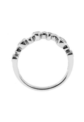Abstract Ladies Fashion Ring with Modern Design of Bezel Set Diamonds in 18k White Gold