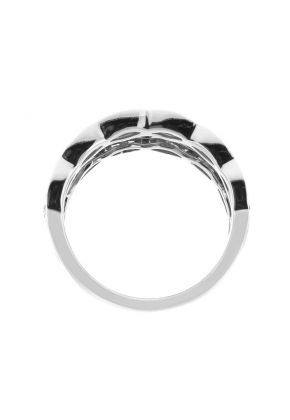 Wavy Triple Row Ladies Fashion Ring with Diamonds in 18k White Gold